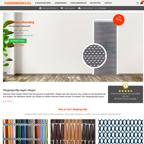 vliegengordijnenexpert.nl website