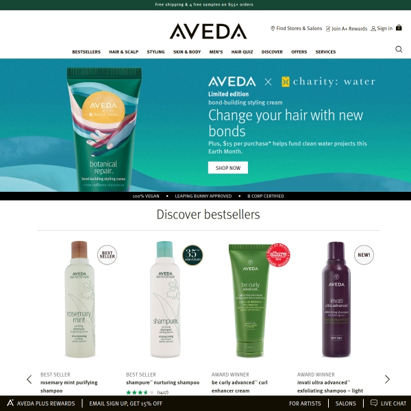 Aveda website