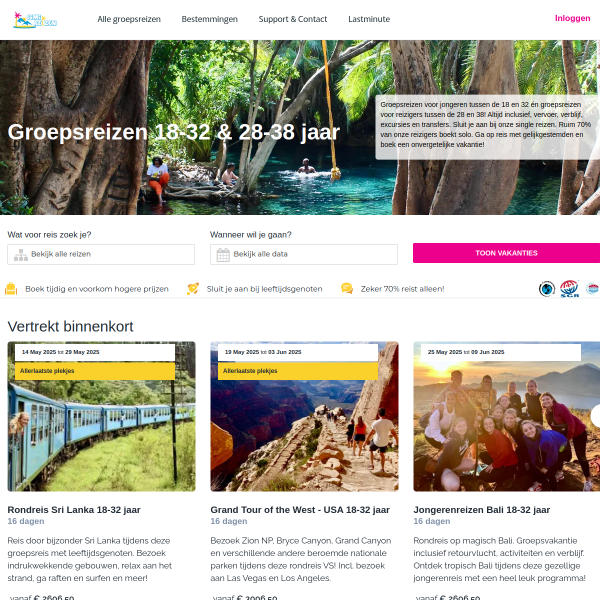 simi-reizen.nl website