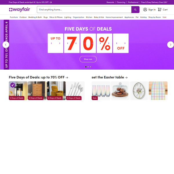 Wayfair website