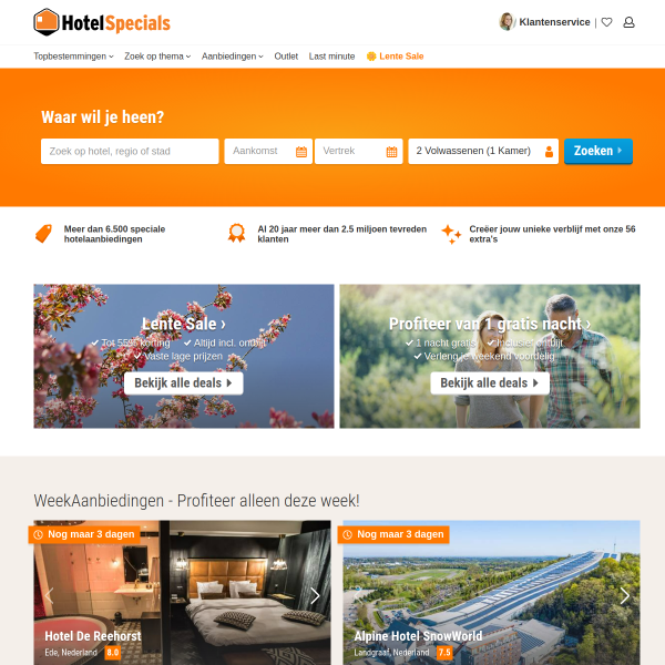 hotelspecials.nl website