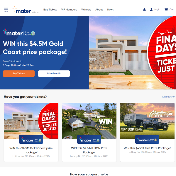 materlotteries.com.au website