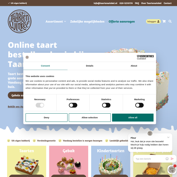 taartenwinkel.nl website