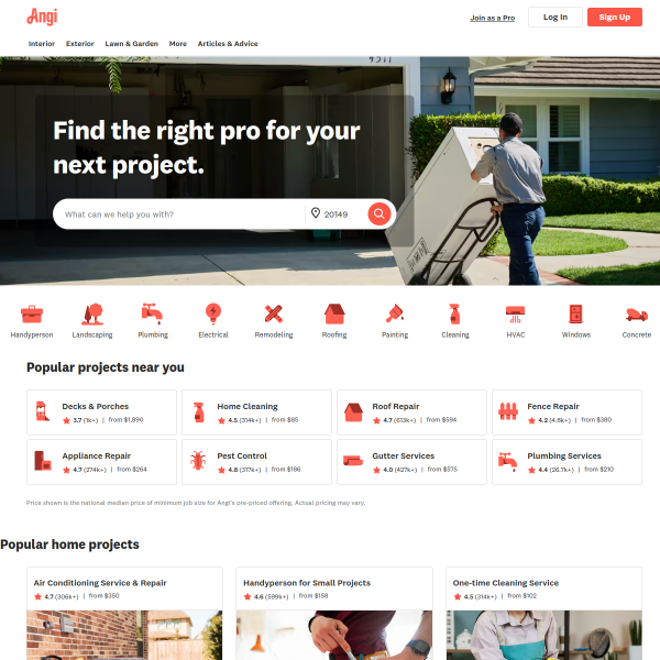 Angie's List website