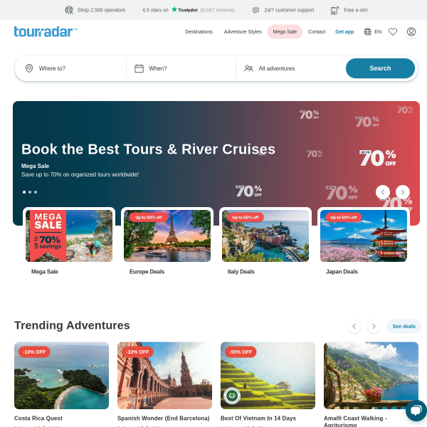 tourradar website