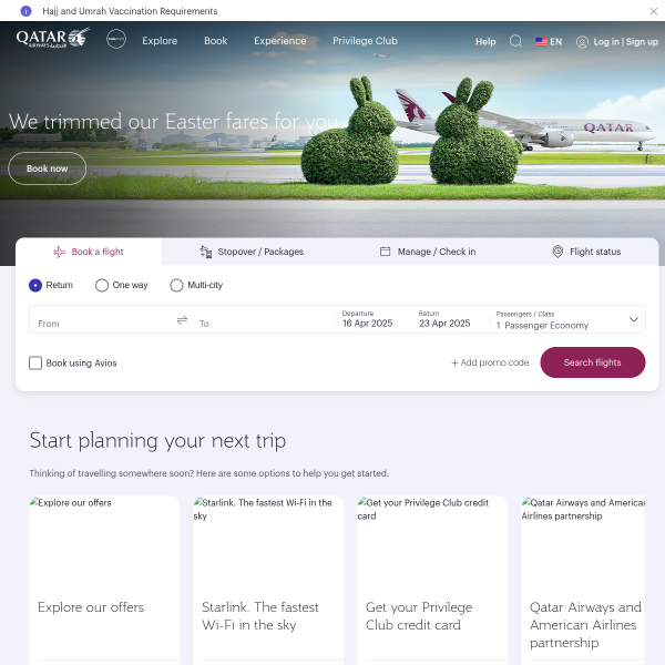 Qatar Airways website