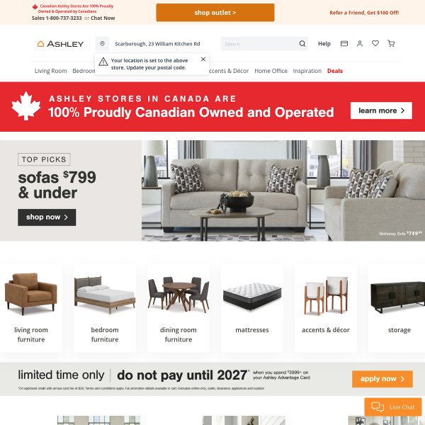 Ashley Homestore CA website