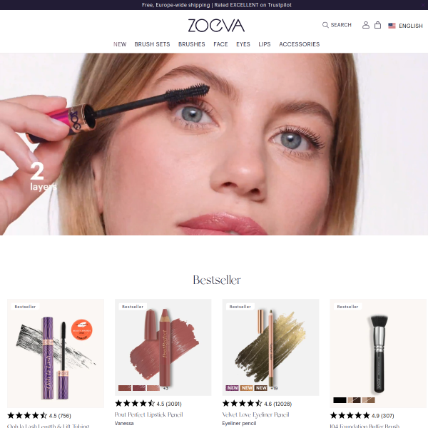zoevacosmetics.de website