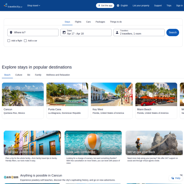 travelocity.ca website