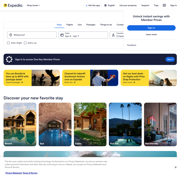 Expedia website