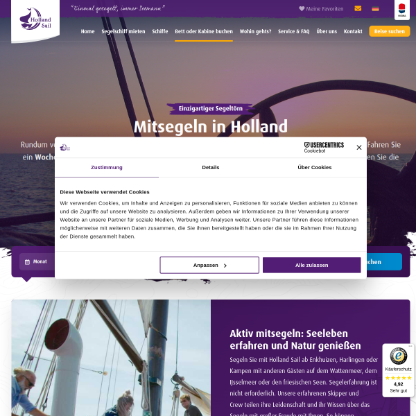 mitsegelnholland.de website