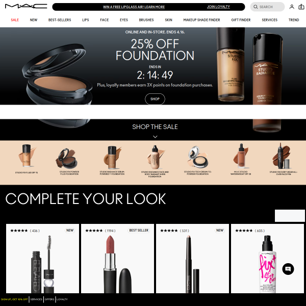 Mac Cosmetics website