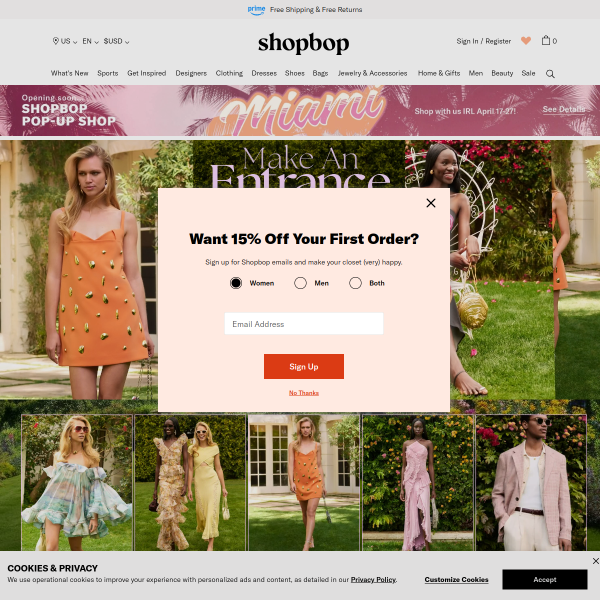 Shopbop website