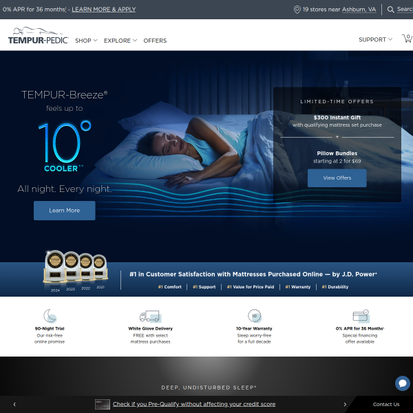 Tempur-Pedic website