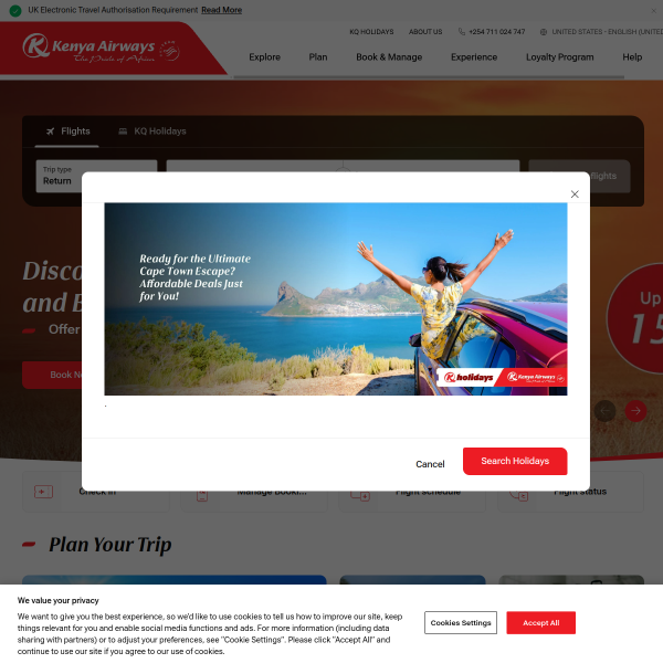 kenya-airways.com website