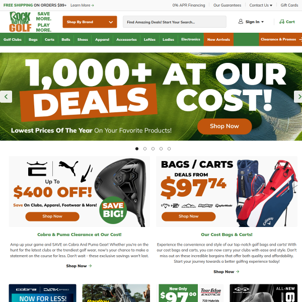 Rock Bottom Golf website