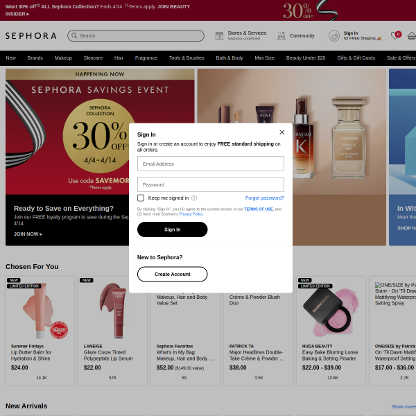 Sephora website