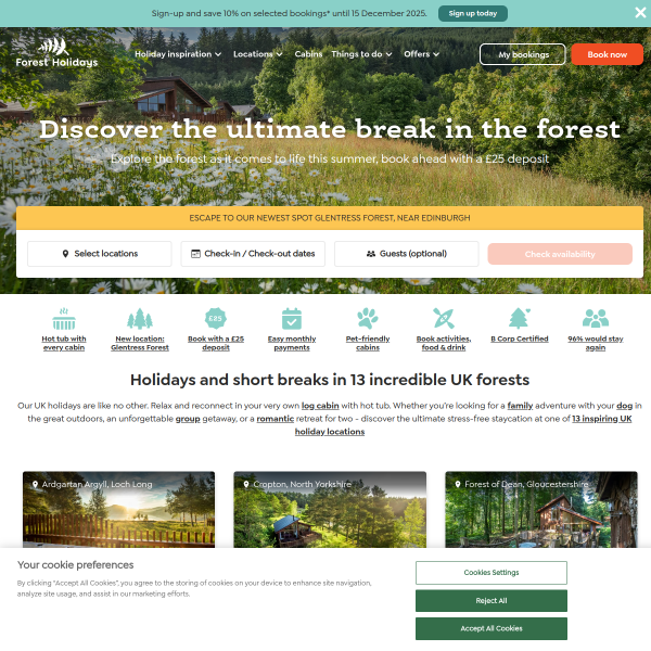forestholidays.co.uk website