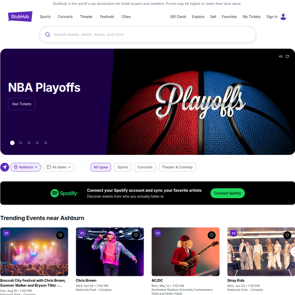 StubHub website