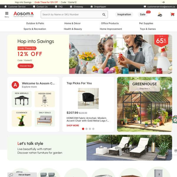 aosom.ca website