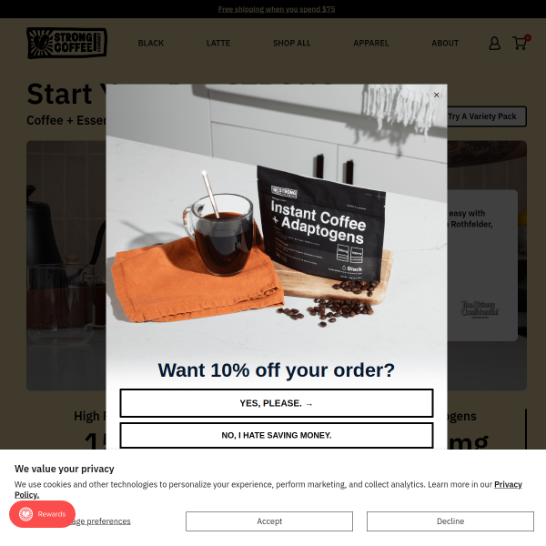 strongcoffeecompany.com website