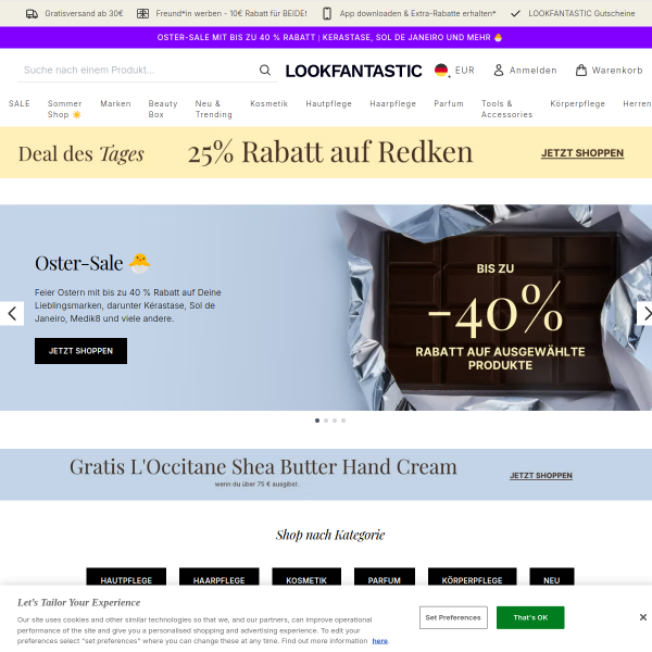 lookfantastic.de website