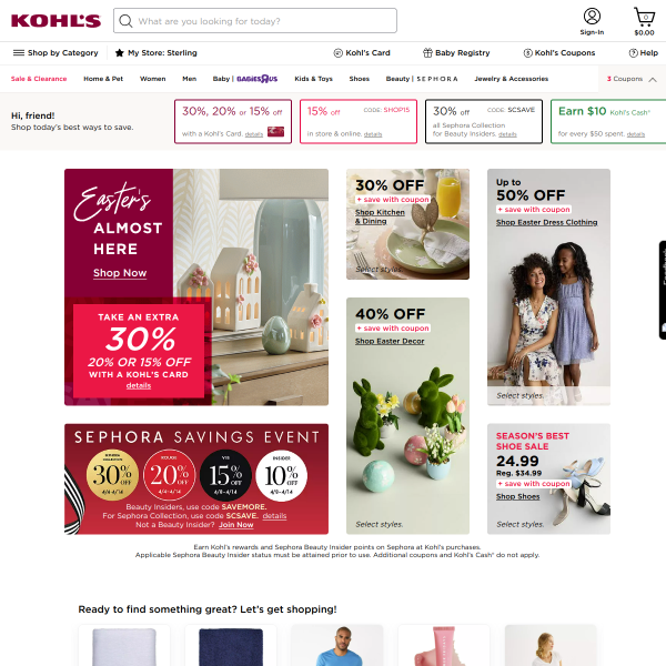 Kohl's website