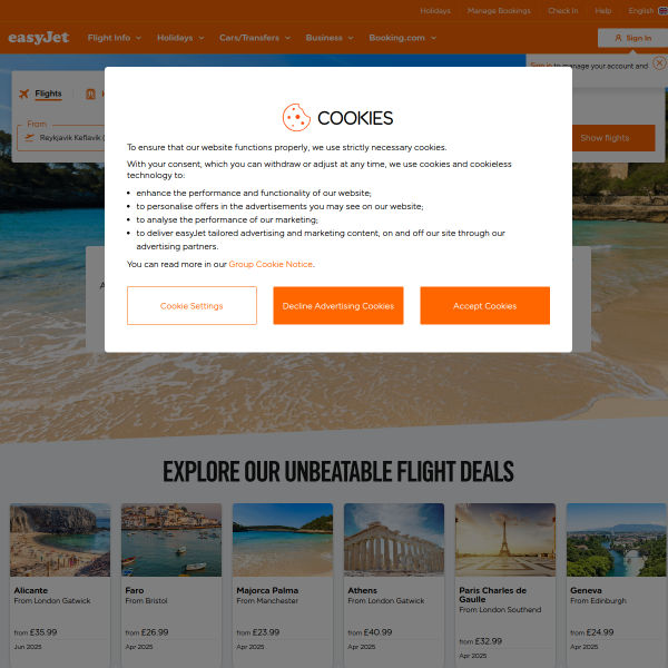 easyjet website