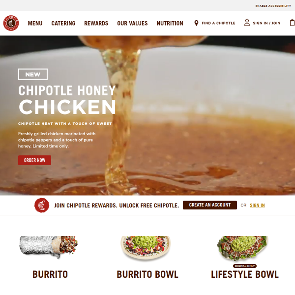 chipotle.com. website