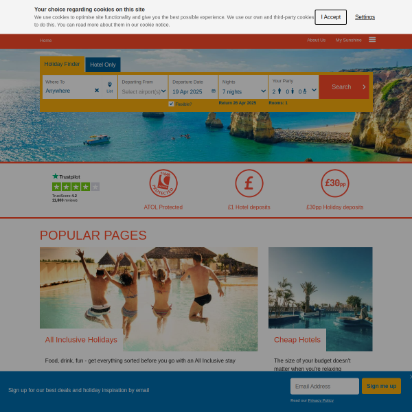 sunshine.co.uk website