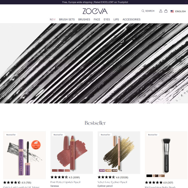 zoevacosmetics.com website