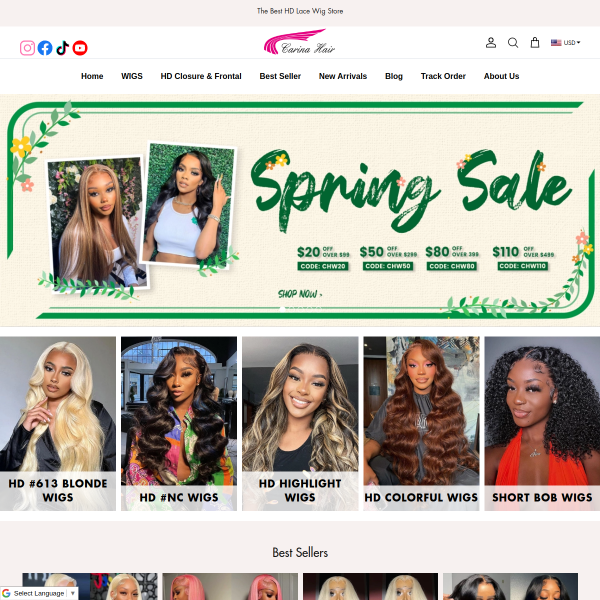 carinahairwigs.com website