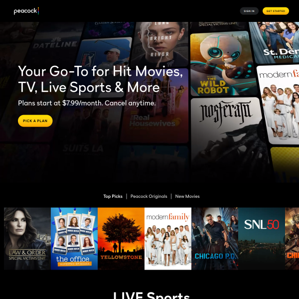 Peacocktv.com website