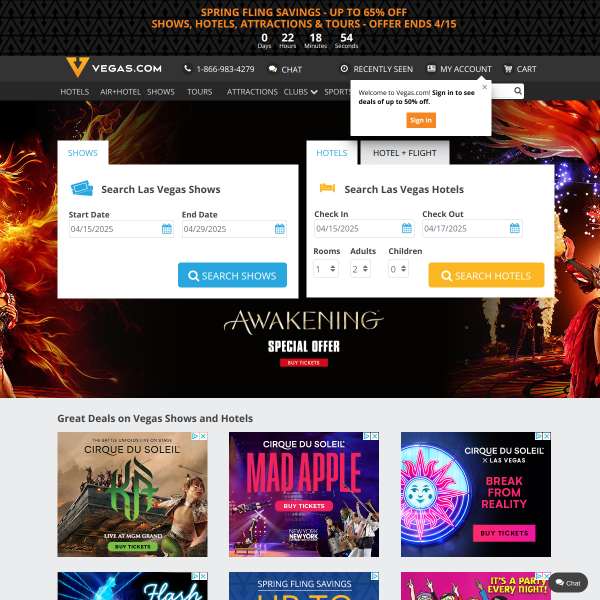 Vegas.com website