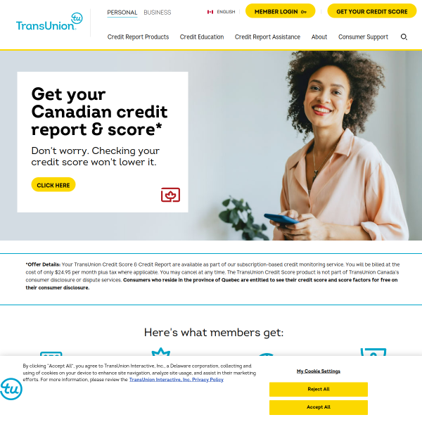 transunion.ca website