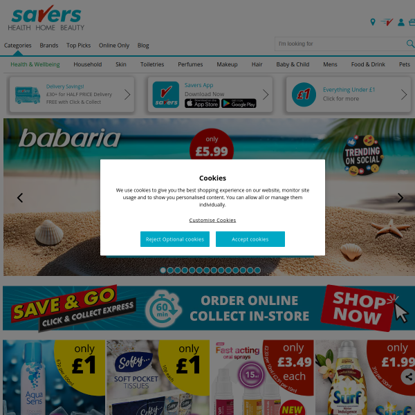 savers.co.uk website