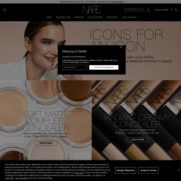 narscosmetics website