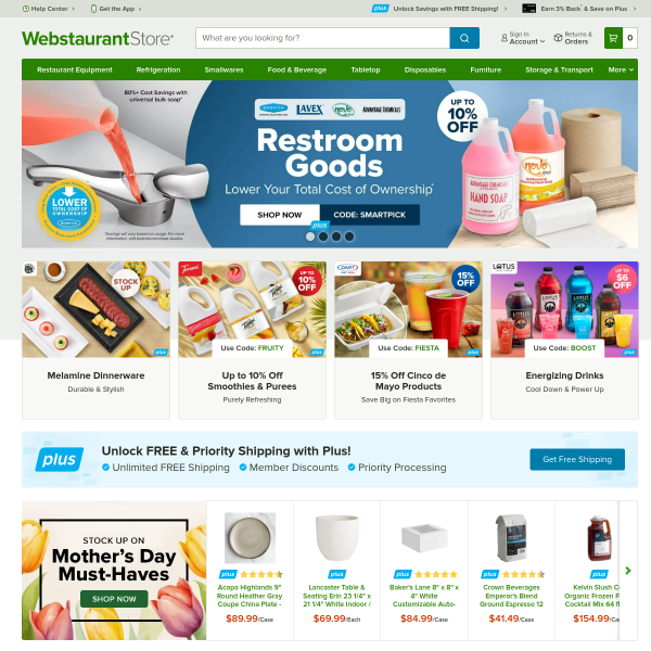 WebstaurantStore website