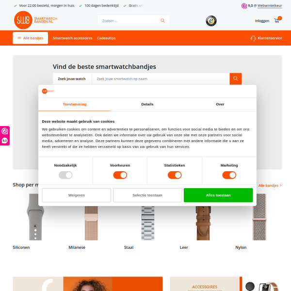 smartwatchbanden.nl website