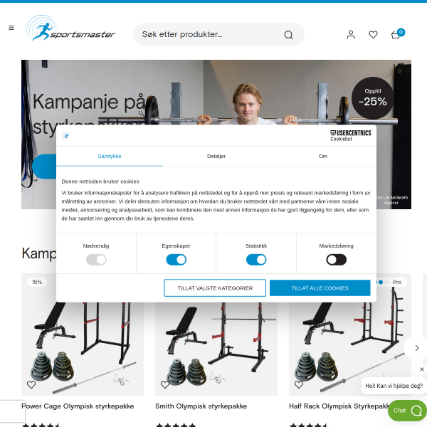 sportsmaster.no website