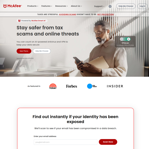 McAfee website