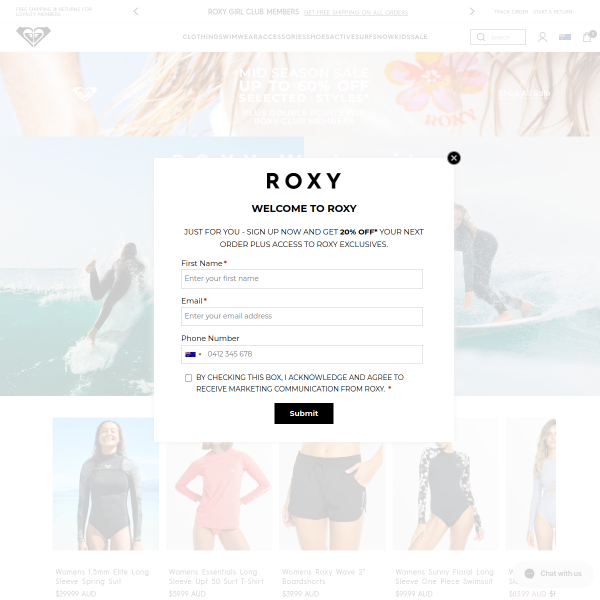 roxyaustralia.com.au website