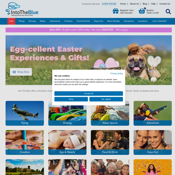 Into The Blue Gift Vouchers website