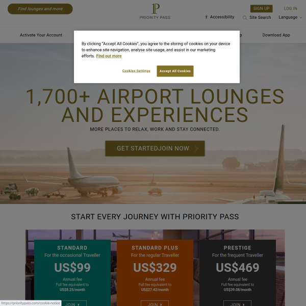 Priority Pass website