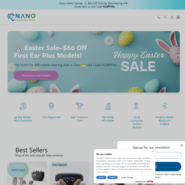 nanohearingaids.com website