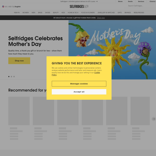 Selfridges website