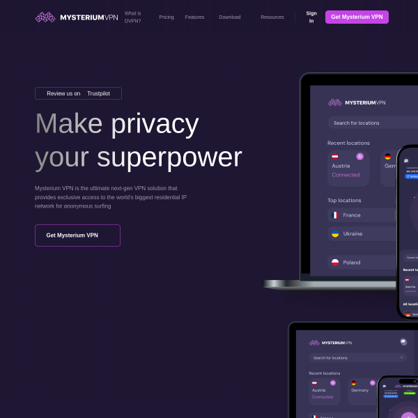 mysteriumvpn.com website