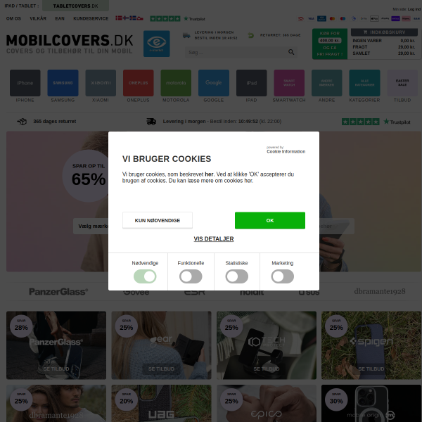 mobilcovers.dk website