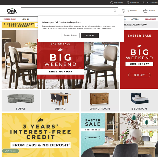 Oak Furnitureland website