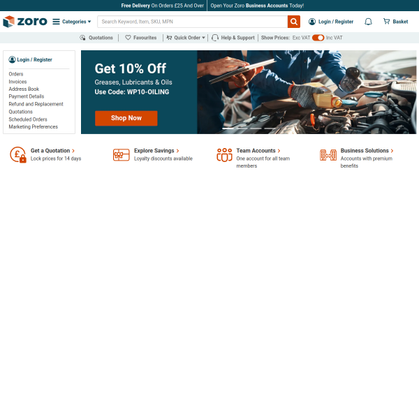 Zoro UK website